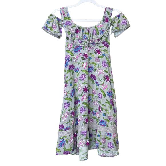 Matilda Jane 435 Ever and Ever Gray Floral Smocked Cold Shoulder Dress Size 14 - Picture 1 of 12